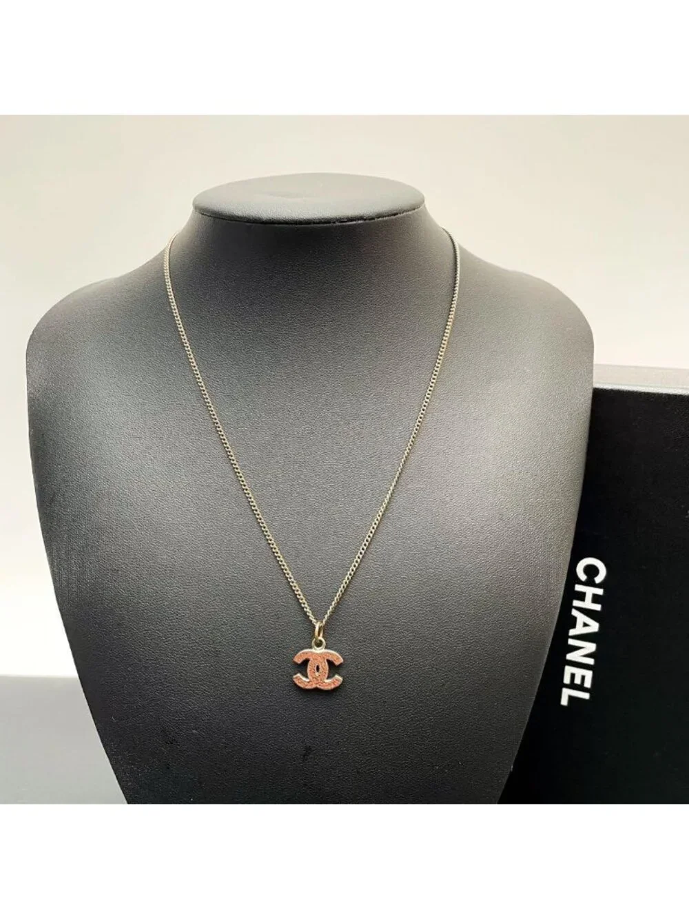 Chanel CC Logo Necklace Line Stone Icon Silver Coco - Picture 6 of 10